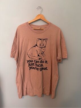 badknees Soft Pink Cat Graphic Tee